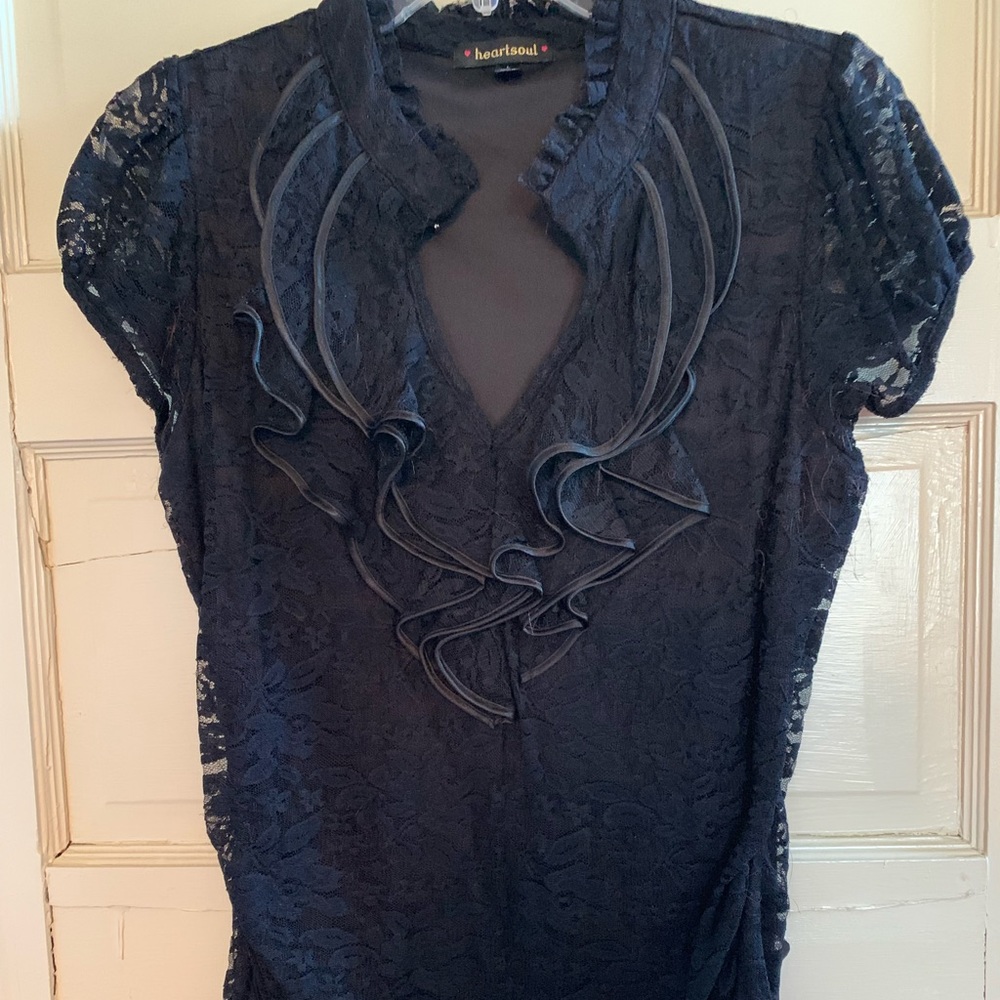 Black lace v neck blouse